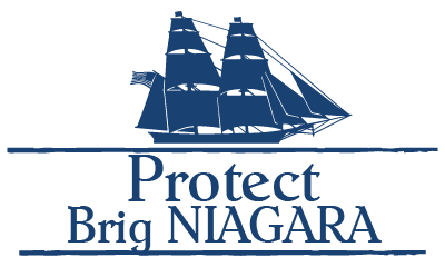 Outline of the Brig Niagara with the Title Protect Brig Niagara